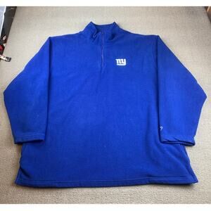 Y2K Reebok Men's XXL Blue NFL New York Giants Quarter Zip Fleece Pullover Jacket